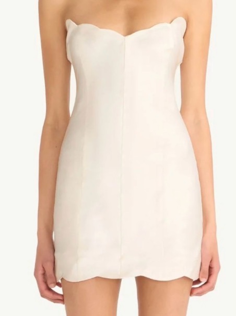 NWT ASTA RESORT White Scallop-Trim Strapless Mini Dress Size: S